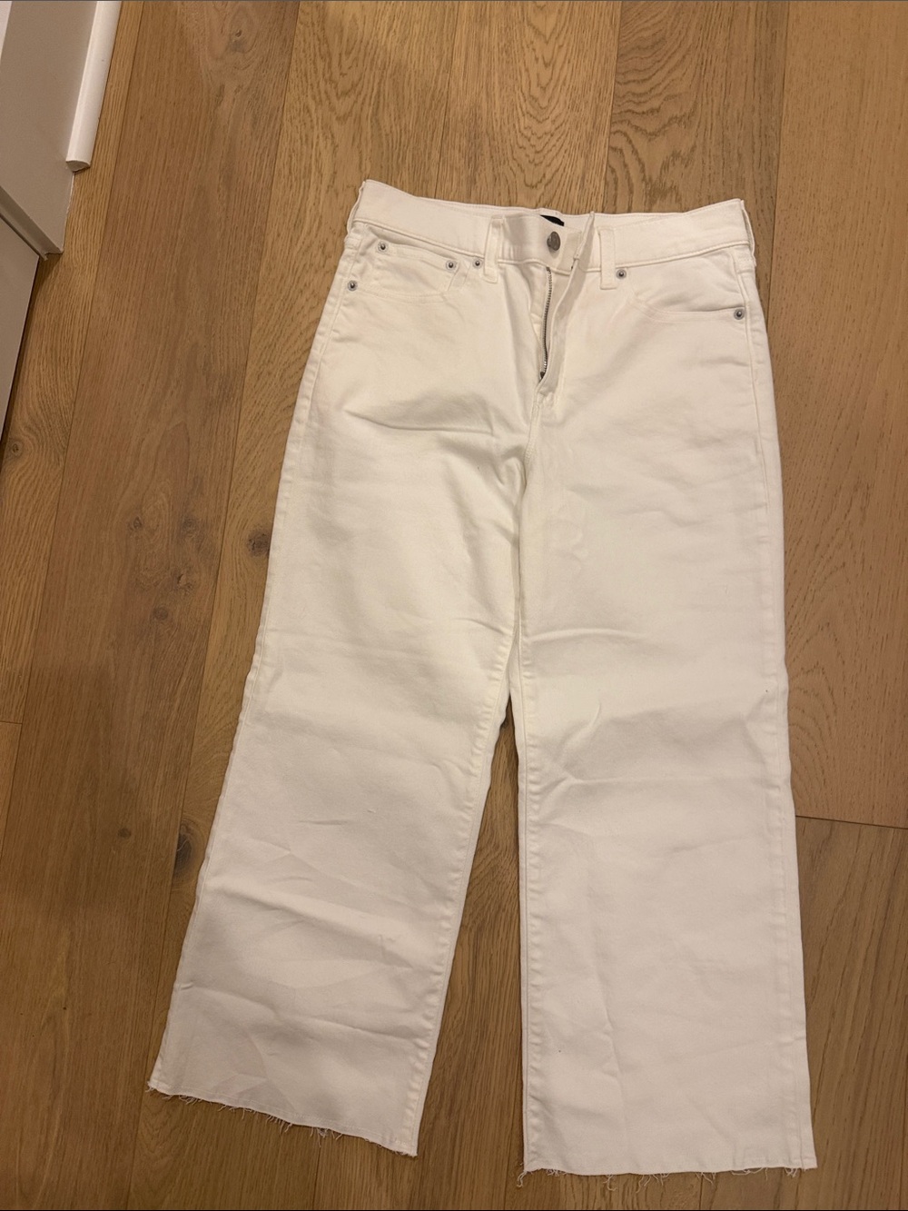 J. Crew Factory White Wide-Leg High-Rise Jeans